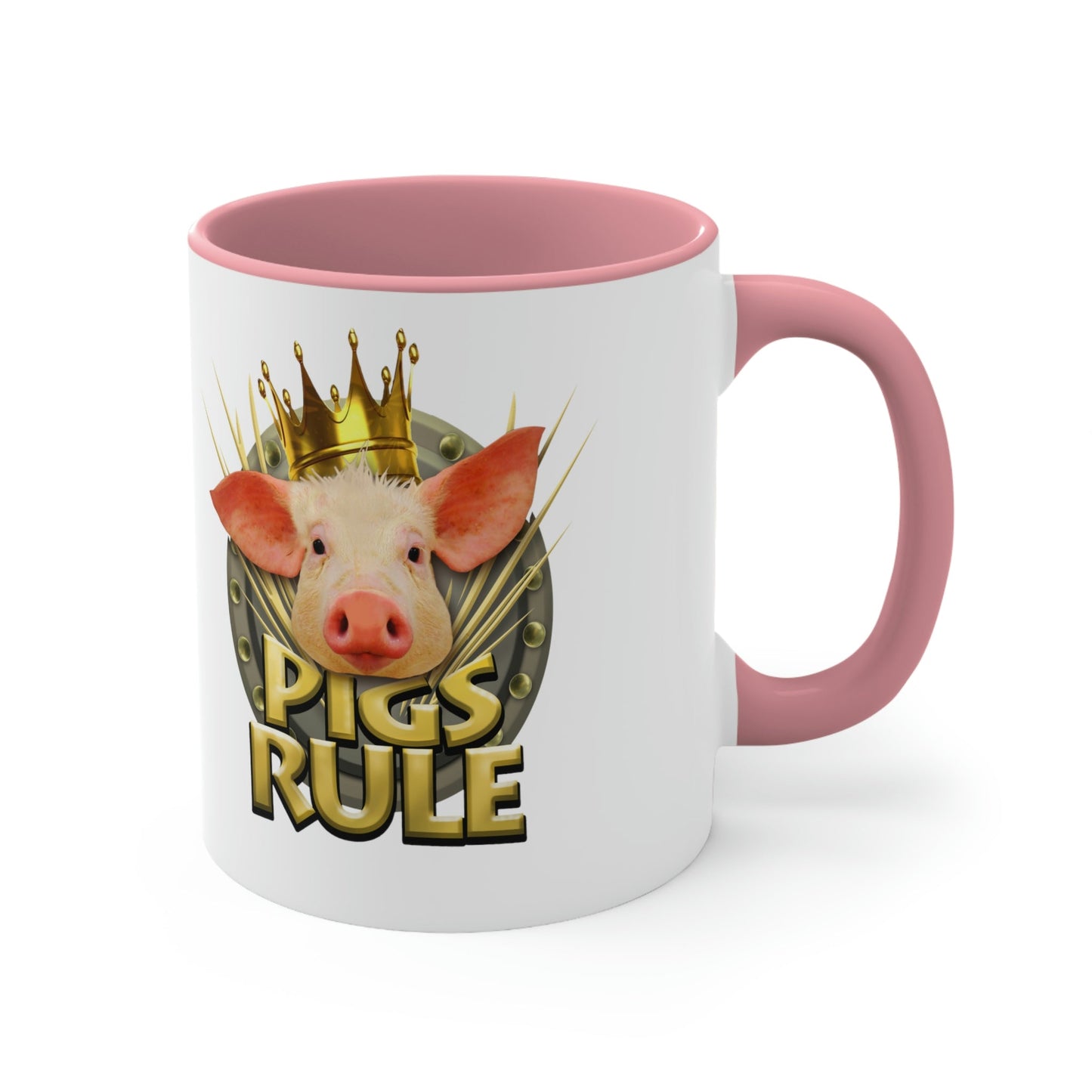 Pigs Rule Accent Coffee Mug, 11oz in 5 colors