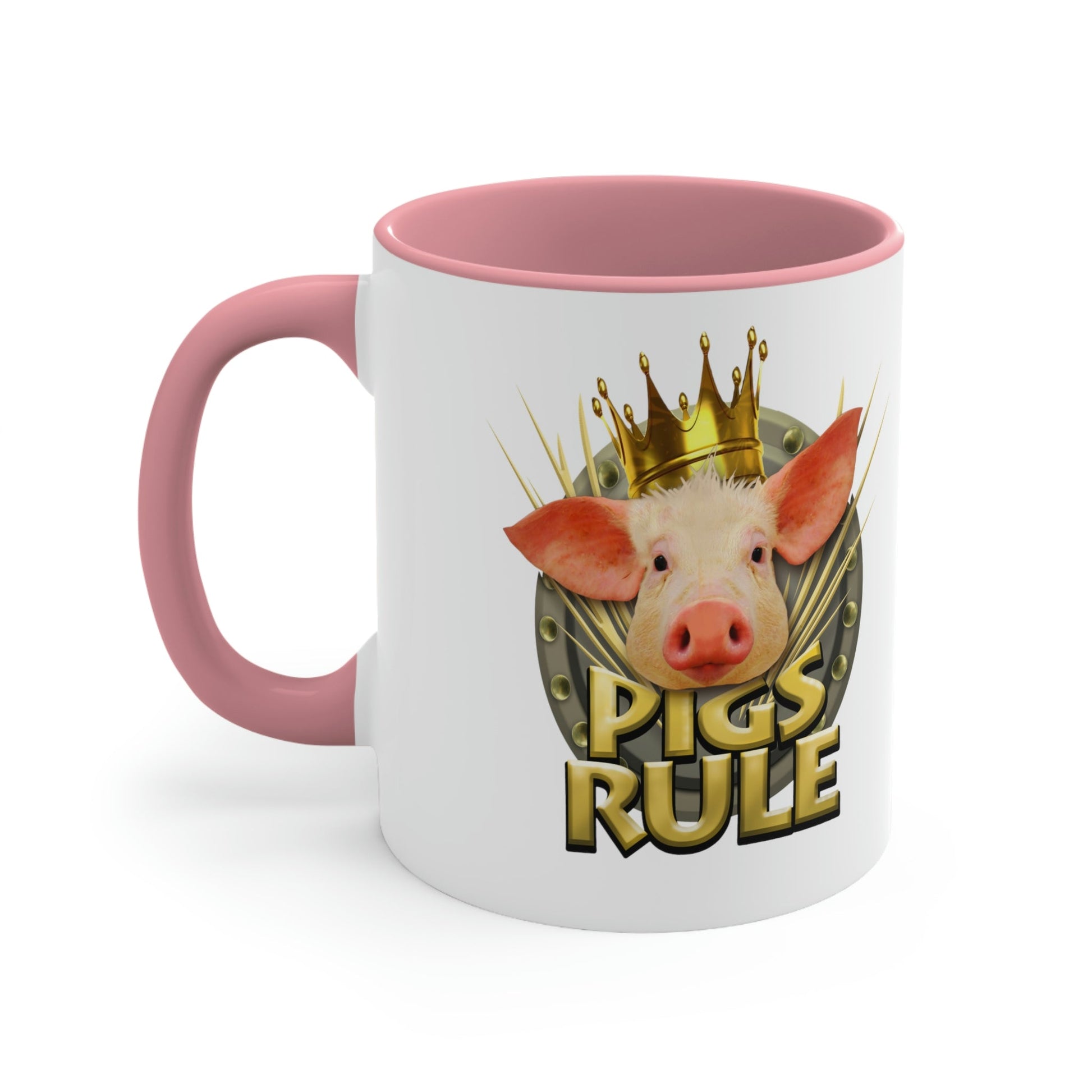 Pigs Rule Accent Coffee Mug, 11oz in 5 colors