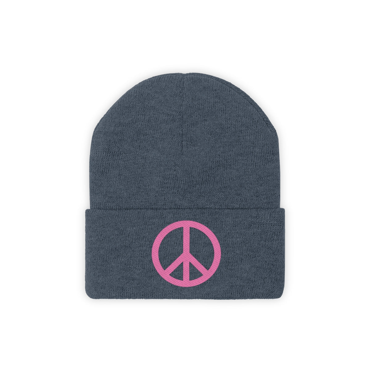 Pink Peace Sign Knit Beanie