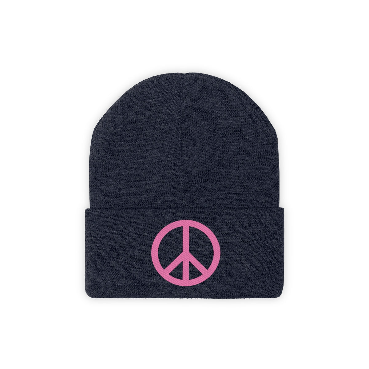 Pink Peace Sign Knit Beanie