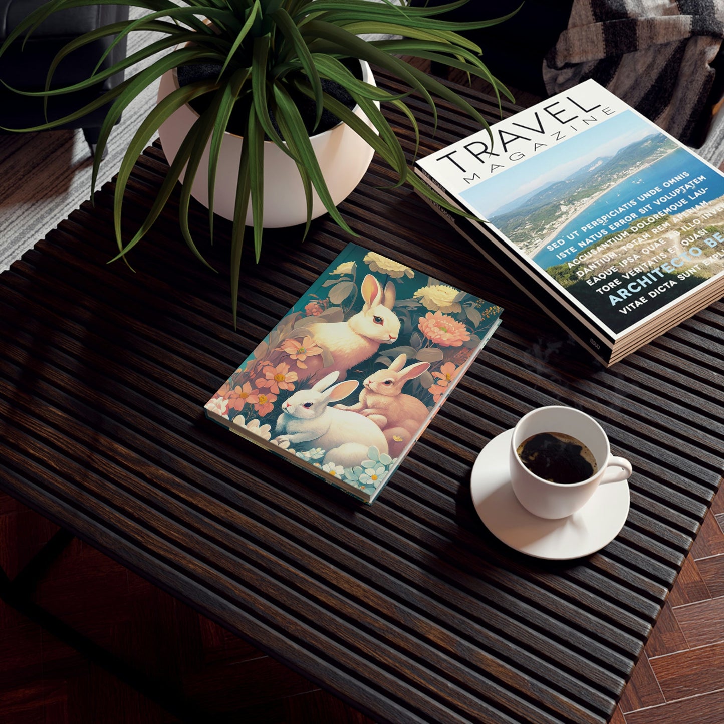 Rabbit Family on a Sunny Day Hard Backed Journal