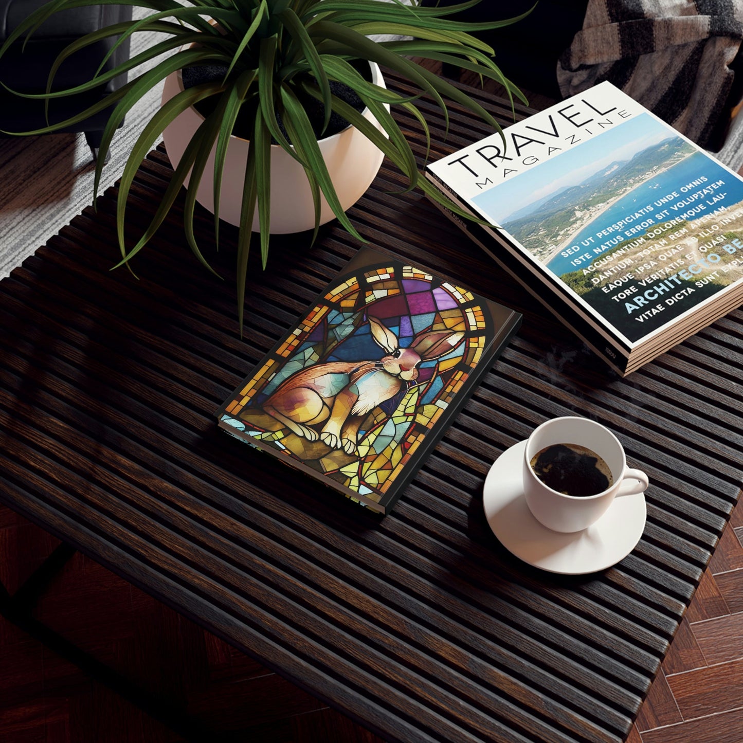 Rabbit in Stained Glass Hard Backed Journal