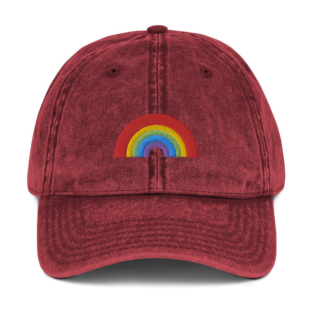Rainbow Vintage Cotton Twill Cap Cute Happy