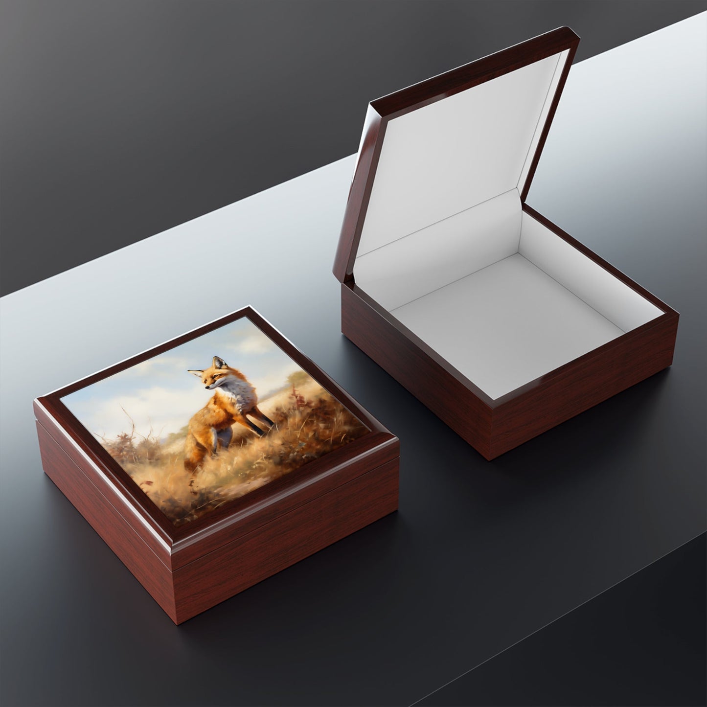 Red Fox Jewelry Keepsake Trinkets Box