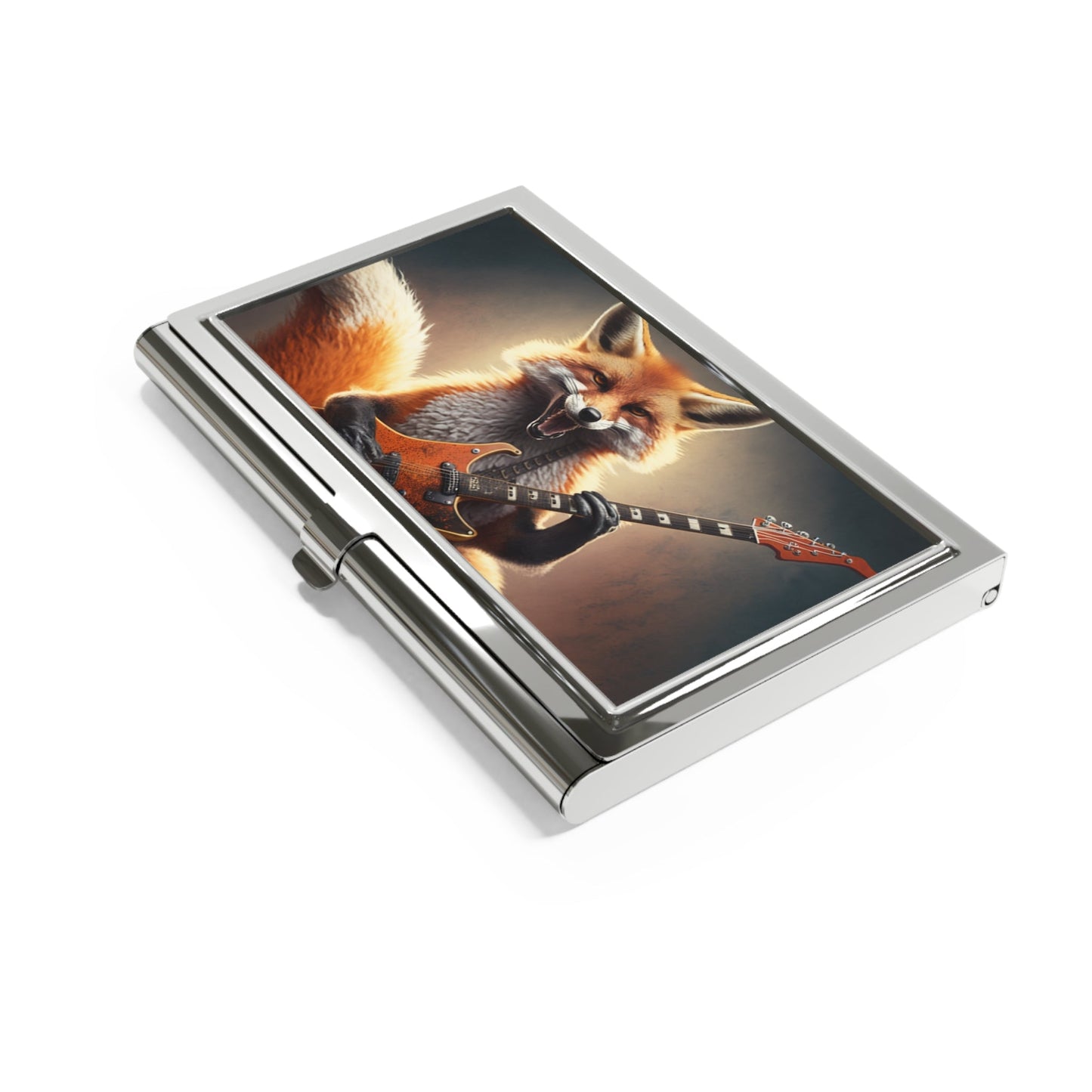 Red Fox Playing Guitar Business Card Holder