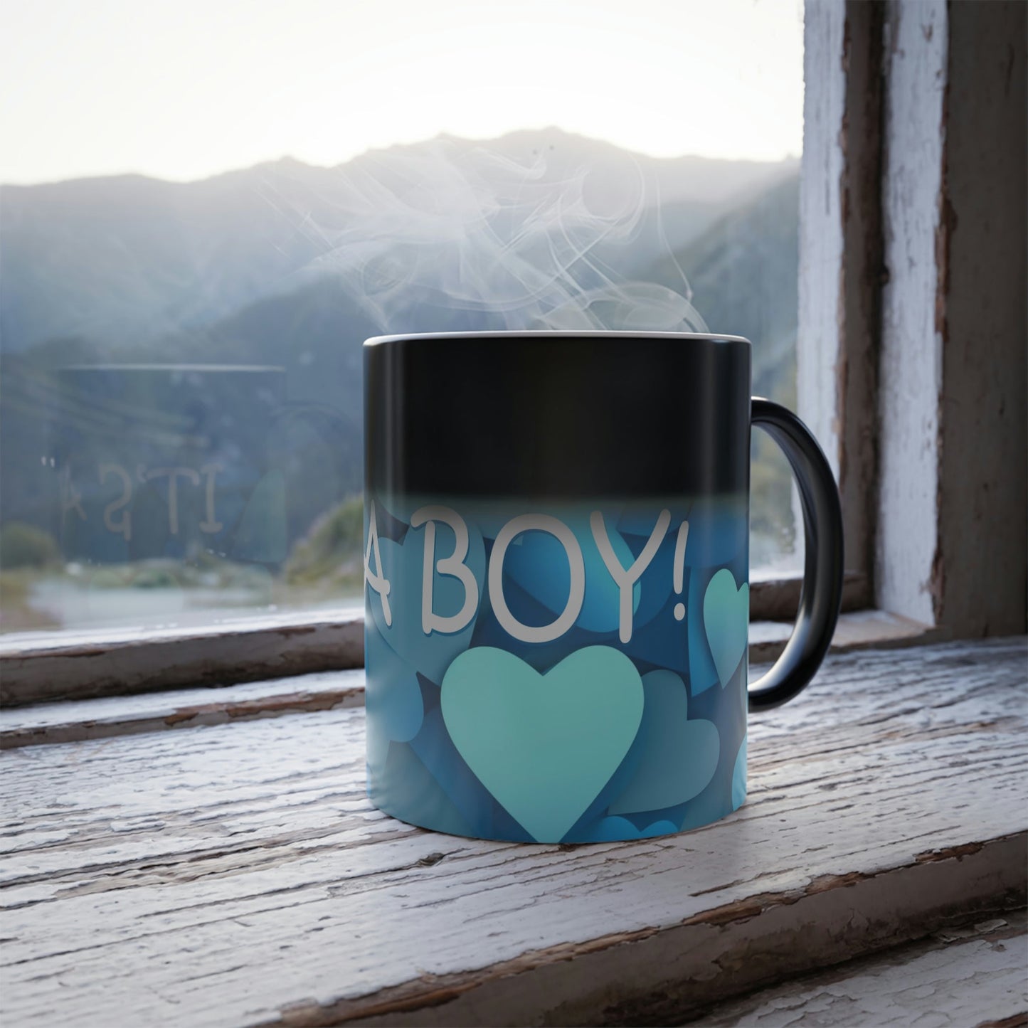 Reveal! It's a Boy Magic Color Morphing Mug - Baby Pregnancy Revealing Announcement Gift - Perfect Grandma Grandpa Present
