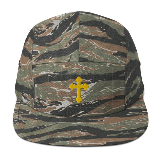 Roman Embroidered Cross on a Five Panel Yupoong Cap