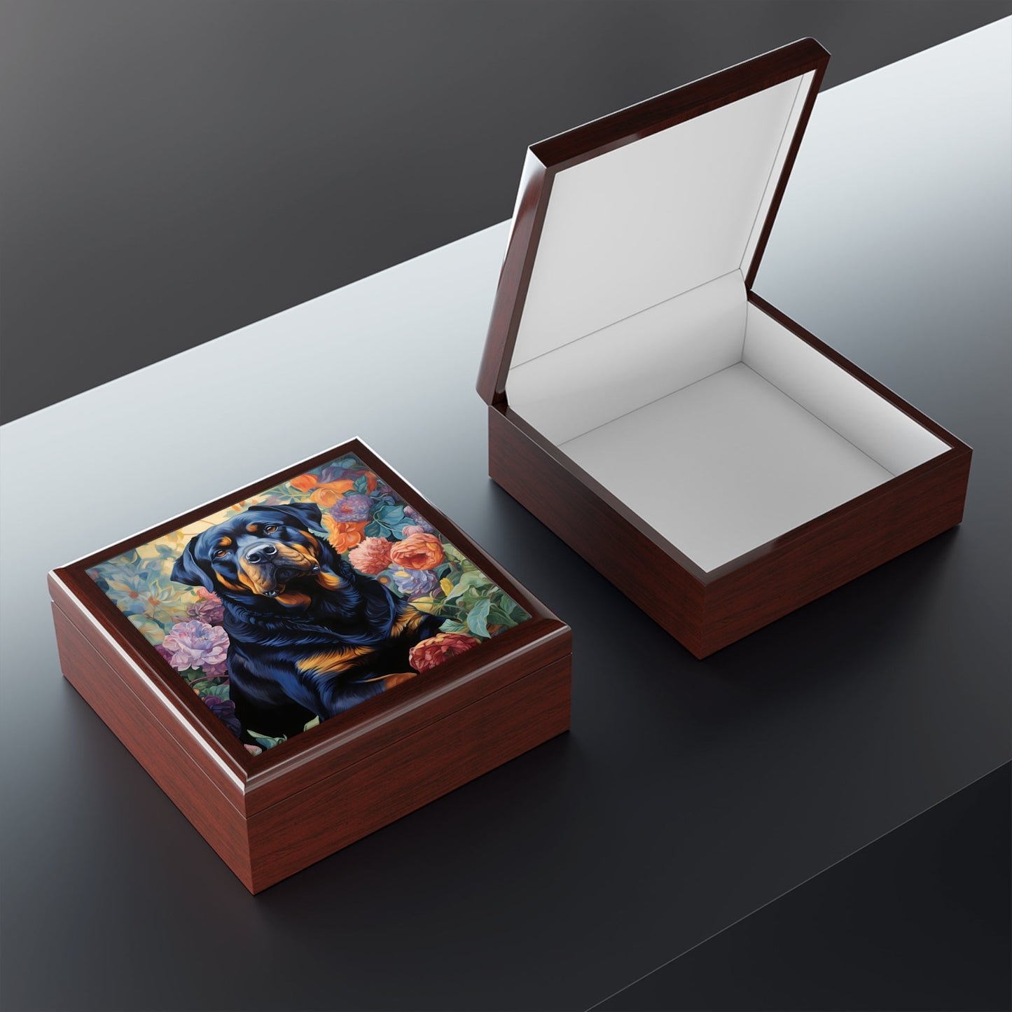 Rottweiler Portrait Jewelry Keepsake Trinkets Box