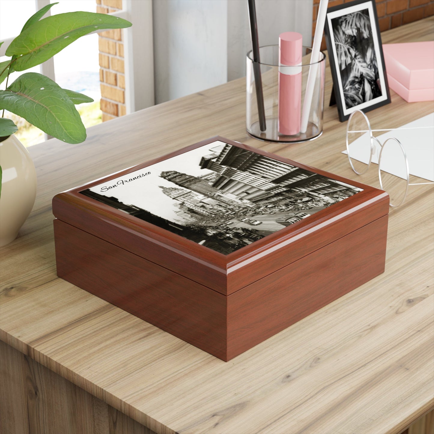 San Francisco Nostalgia Keepsake Jewelry Box with Ceramic Tile Cover