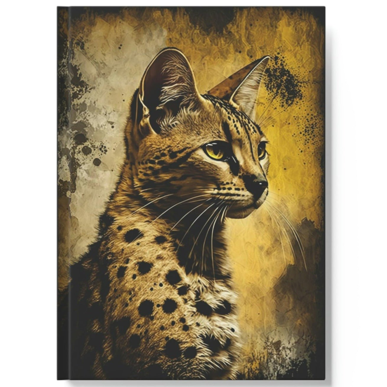 Savannah Cat Notebook - Grunge Portrait - Cat Inspirations - Hard Backed Journal