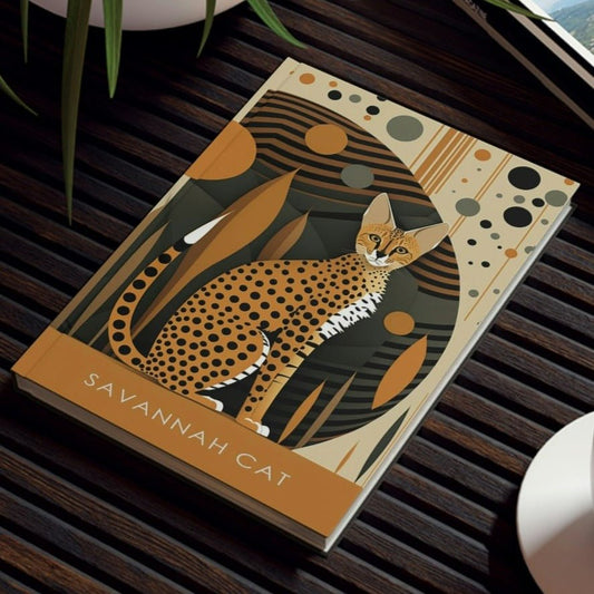 Savannah Cat Notebook - Modern - Cat Inspirations - Hard Backed Journal