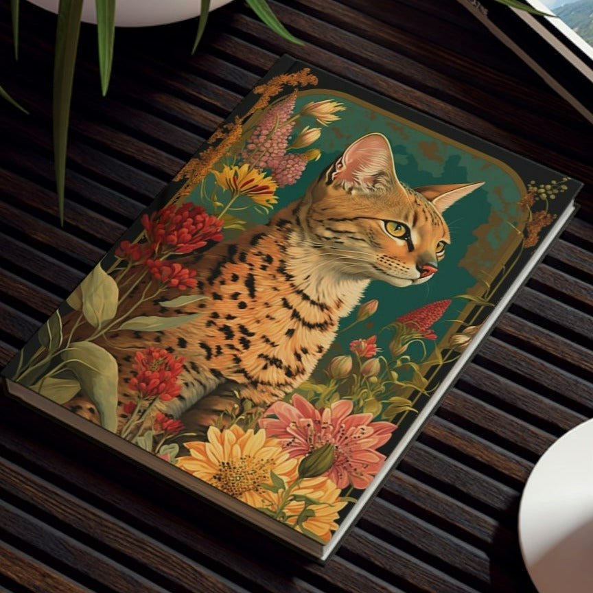 Savannah Cat Notebook - Spring Morning - Cat Inspirations - Hard Backed Journal