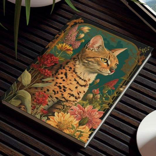 Savannah Cat Notebook - Spring Morning - Cat Inspirations - Hard Backed Journal