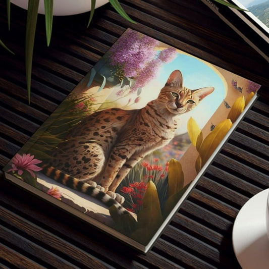 Savannah Cat Notebook - Sunny Afternoon - Cat Inspirations - Hard Backed Journal