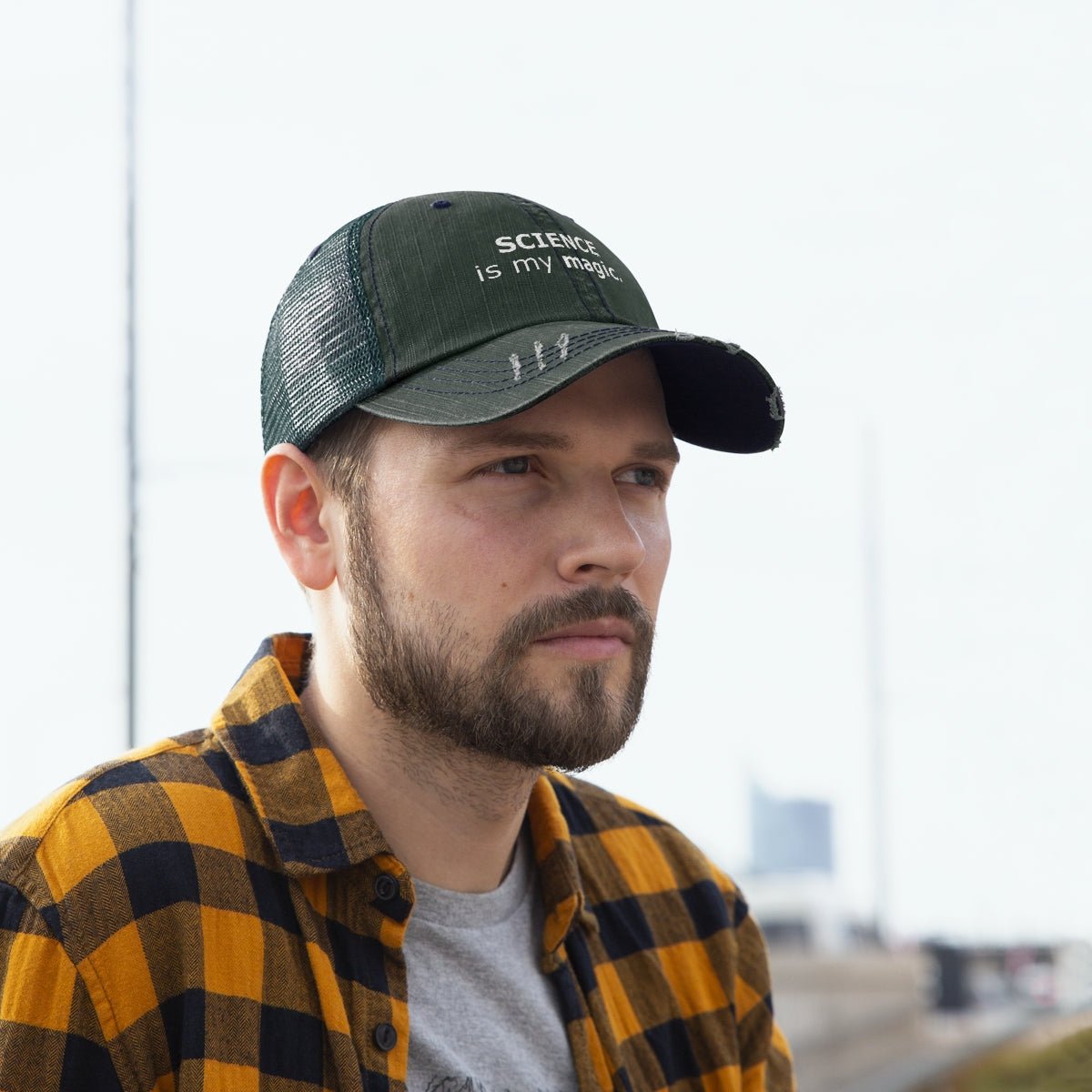 Science is my magic. Unisex Trucker Hat Logic Reason Scientific Logical Math Facts Intelligent green Intellectual Teacher smart cool