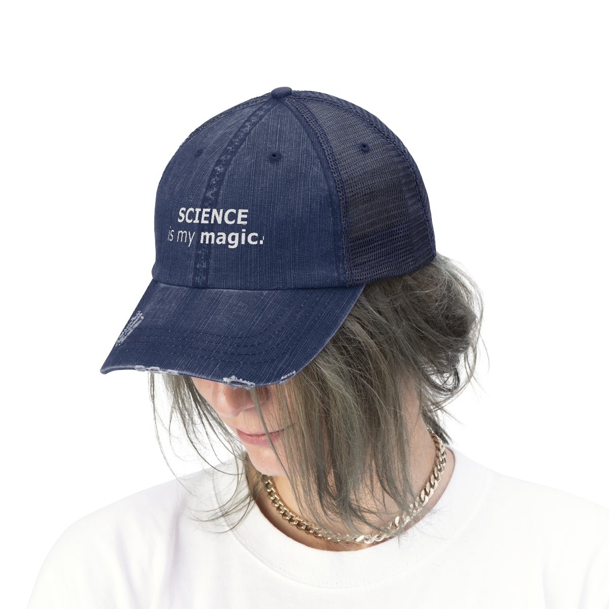 Science is my magic. Unisex Trucker Hat Logic Reason Scientific Logical Math Facts Intelligent green Intellectual Teacher smart cool