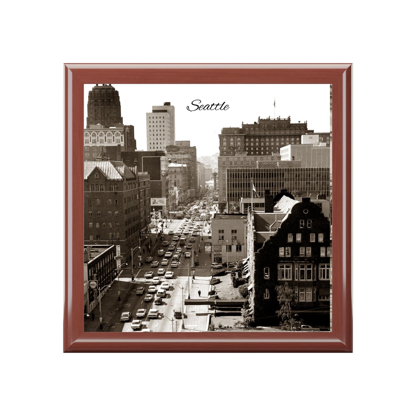 Seattle Nostalgia Keepsake Jewelry Box with Ceramic Tile Cover