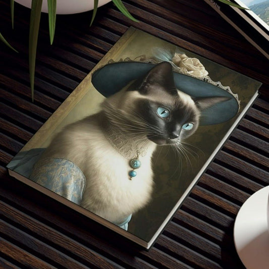 Siamese Cat Notebook - Buttons New Bonnet - Cat Inspirations - Hard Backed Journal