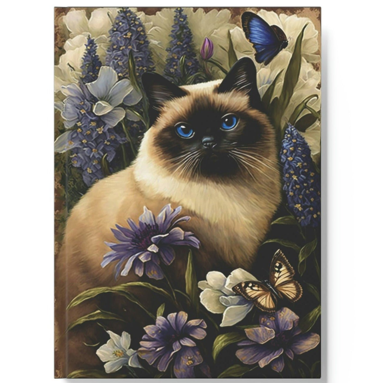 Siamese Cat Notebook - Lavender Garden - Cat Inspirations - Hard Backed Journal