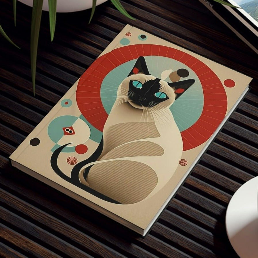 Siamese Cat Notebook - Modern - Cat Inspirations - Hard Backed Journal