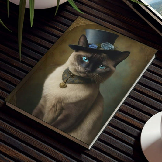Siamese Cat Notebook - Top Hat - Cat Inspirations - Hard Backed Journal