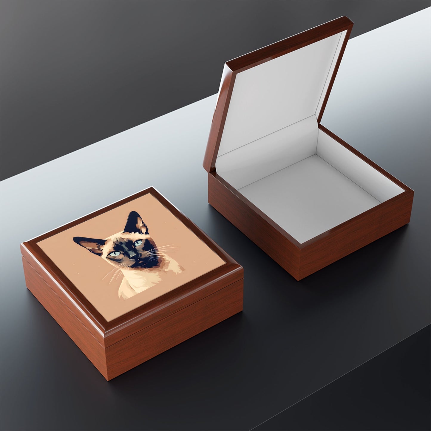 Siamese Cat Portrait Jewelry Keepsake Box