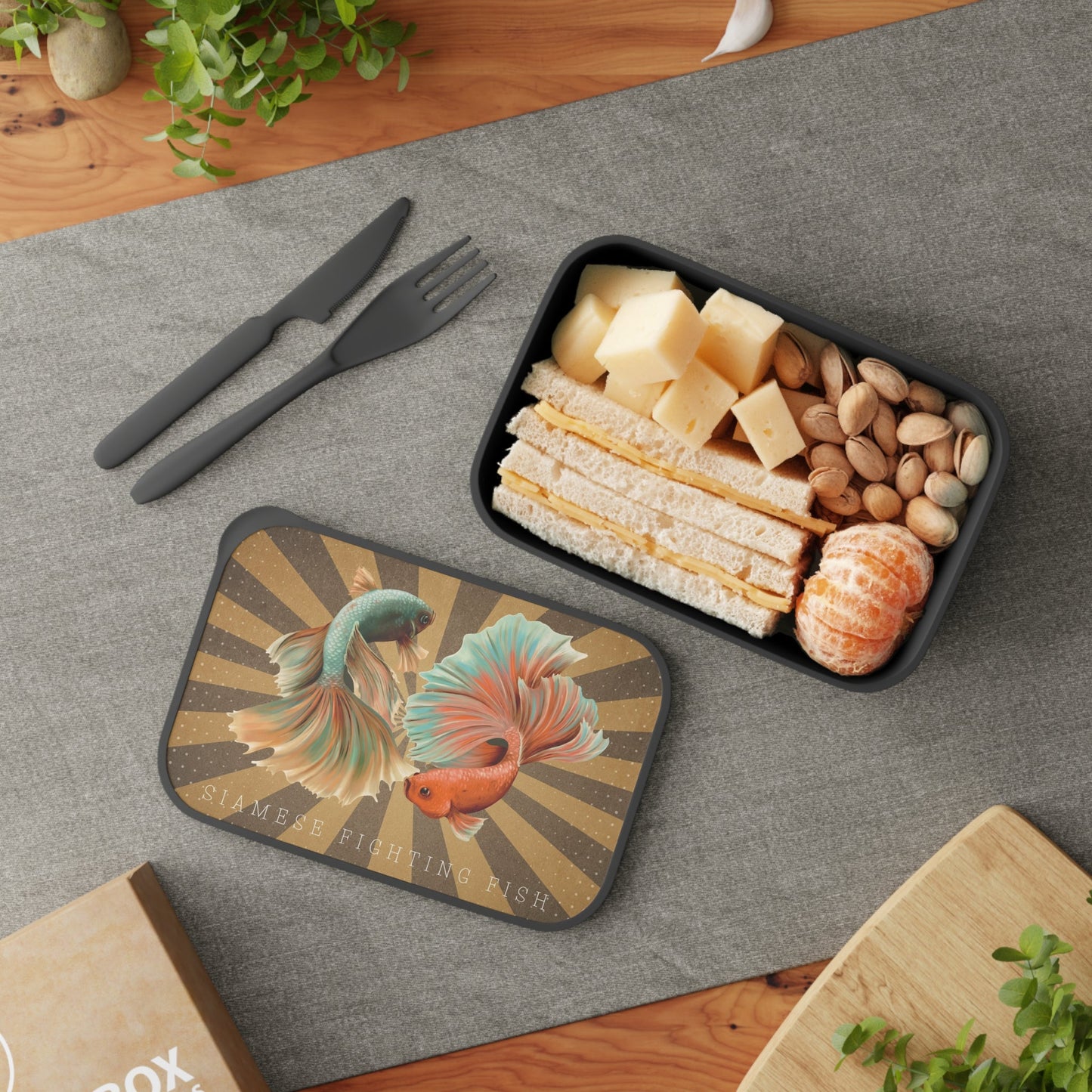 Siamese Fighting Fish (Bettas) | PLA Bento Box with Band and Utensils