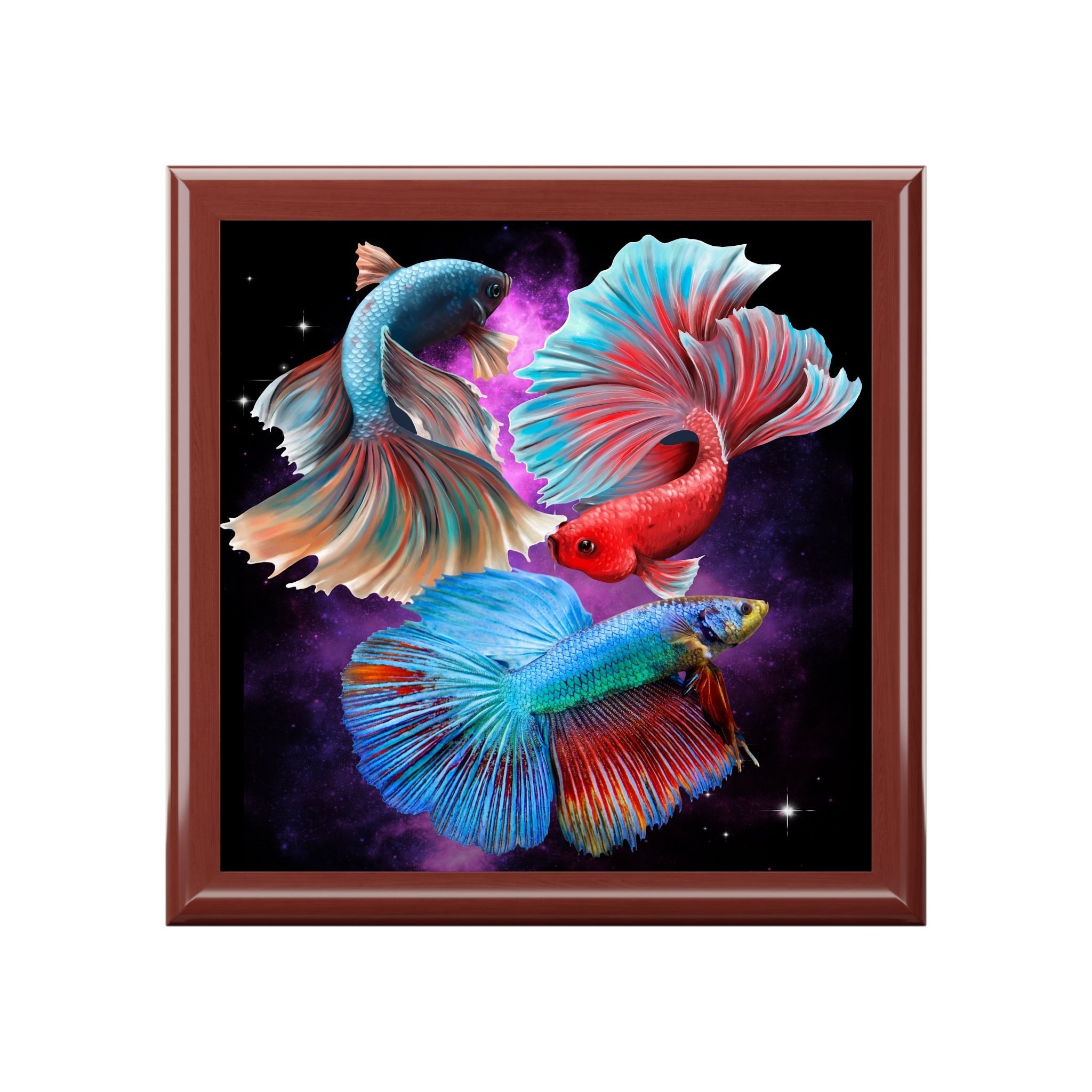 betta fish jewelry box Siamese Fighting Fish (Bettas) Wood Keepsake Jewelry Box with Ceramic – Mowbi