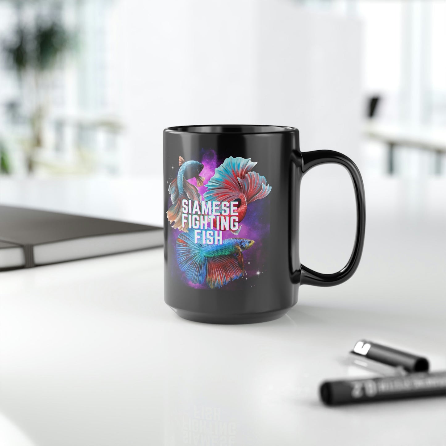 Siamese Fighting Fish Black Mug - 15oz