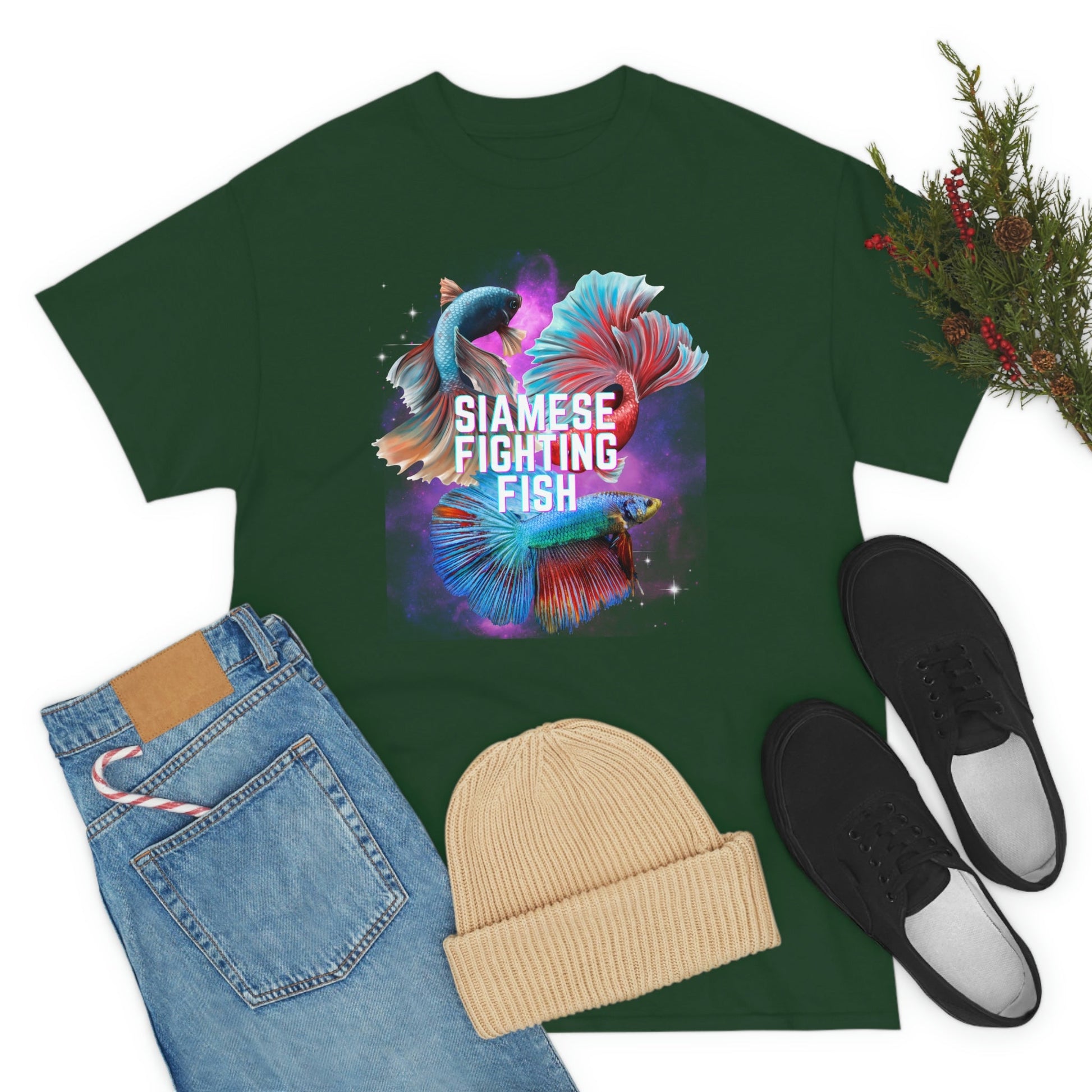 Siamese Fighting Fish Heavy Cotton T-Shirt