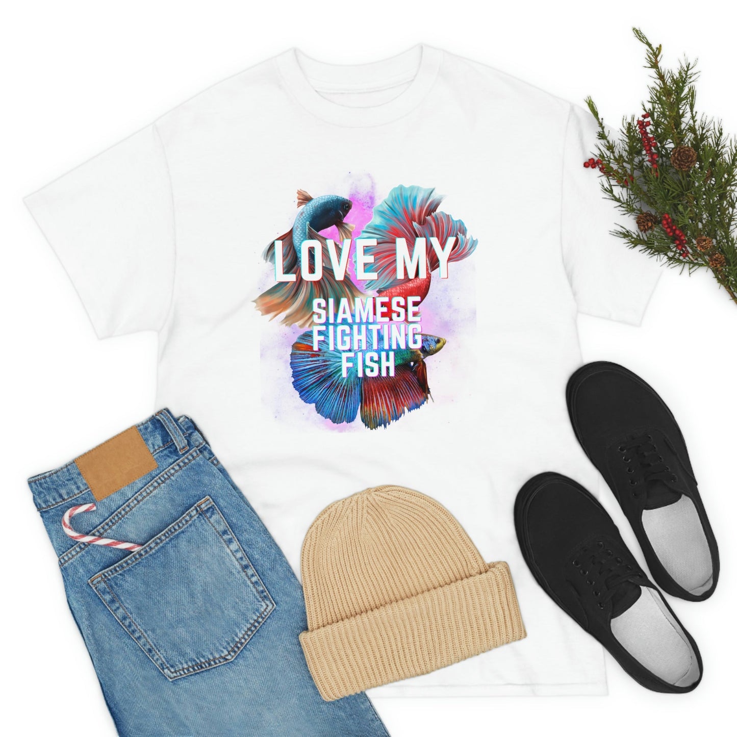 Siamese Fighting Fish III Heavy Cotton T-Shirt