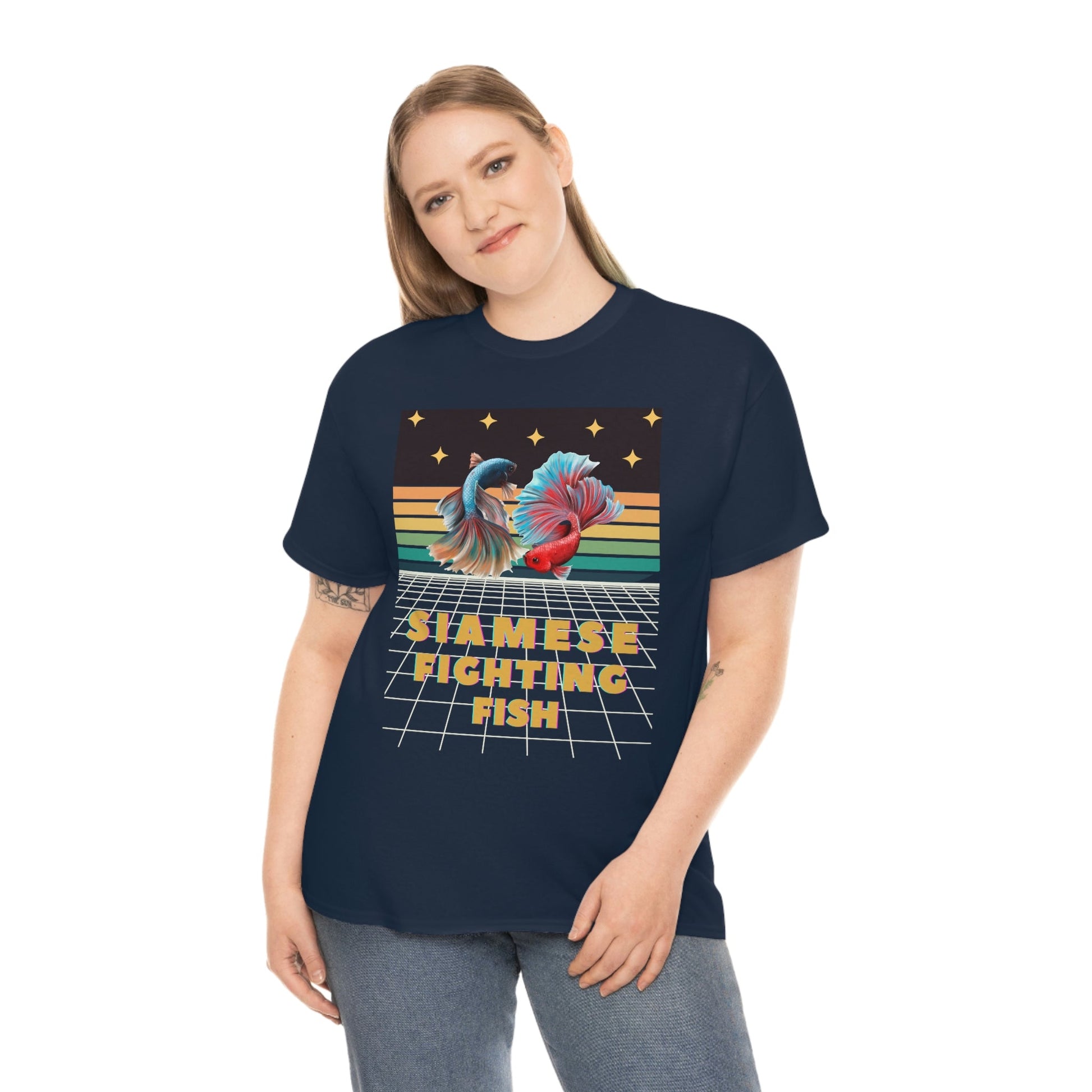 Siamese Fighting Fish Retro Heavy Cotton T-Shirt