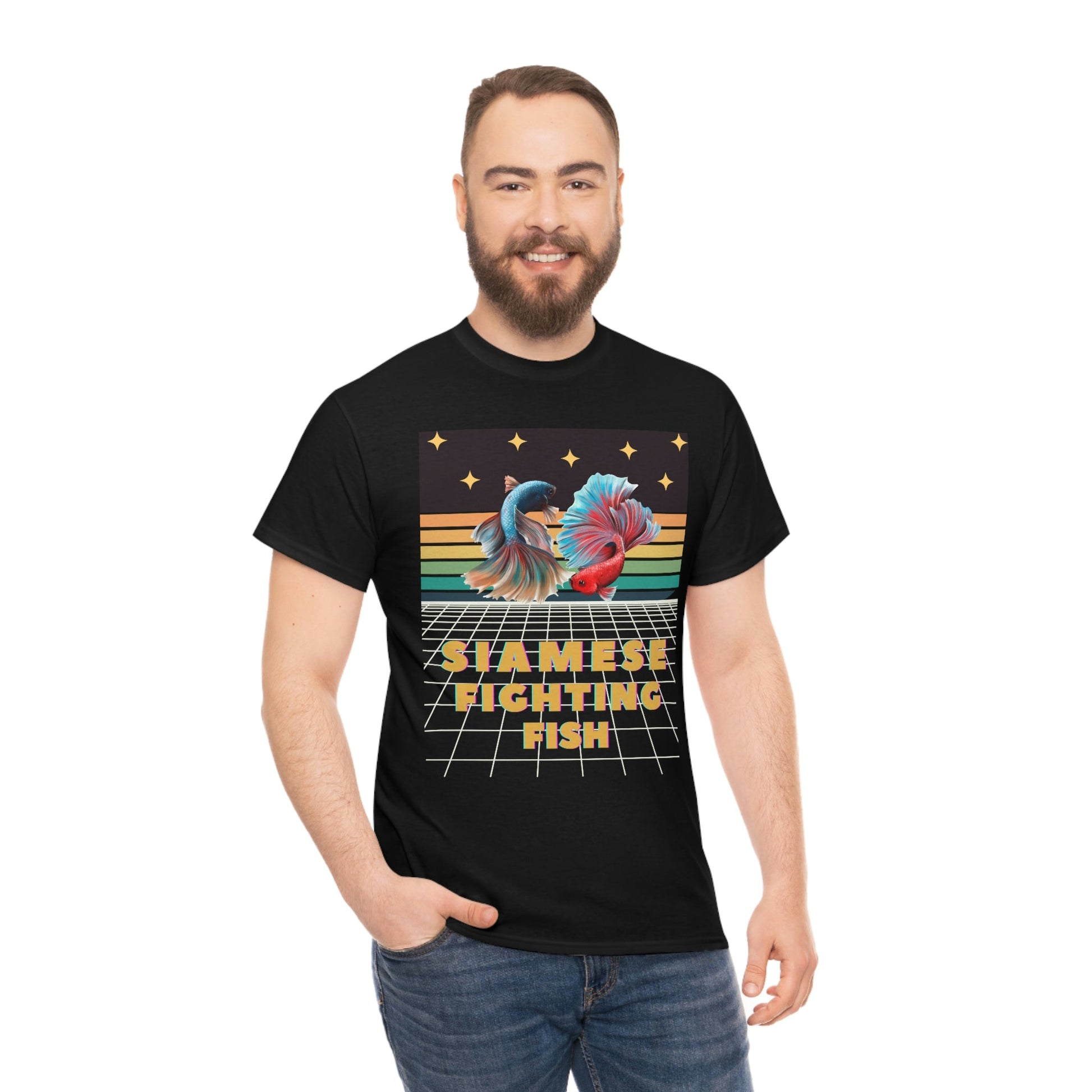 Siamese Fighting Fish Retro Heavy Cotton T-Shirt
