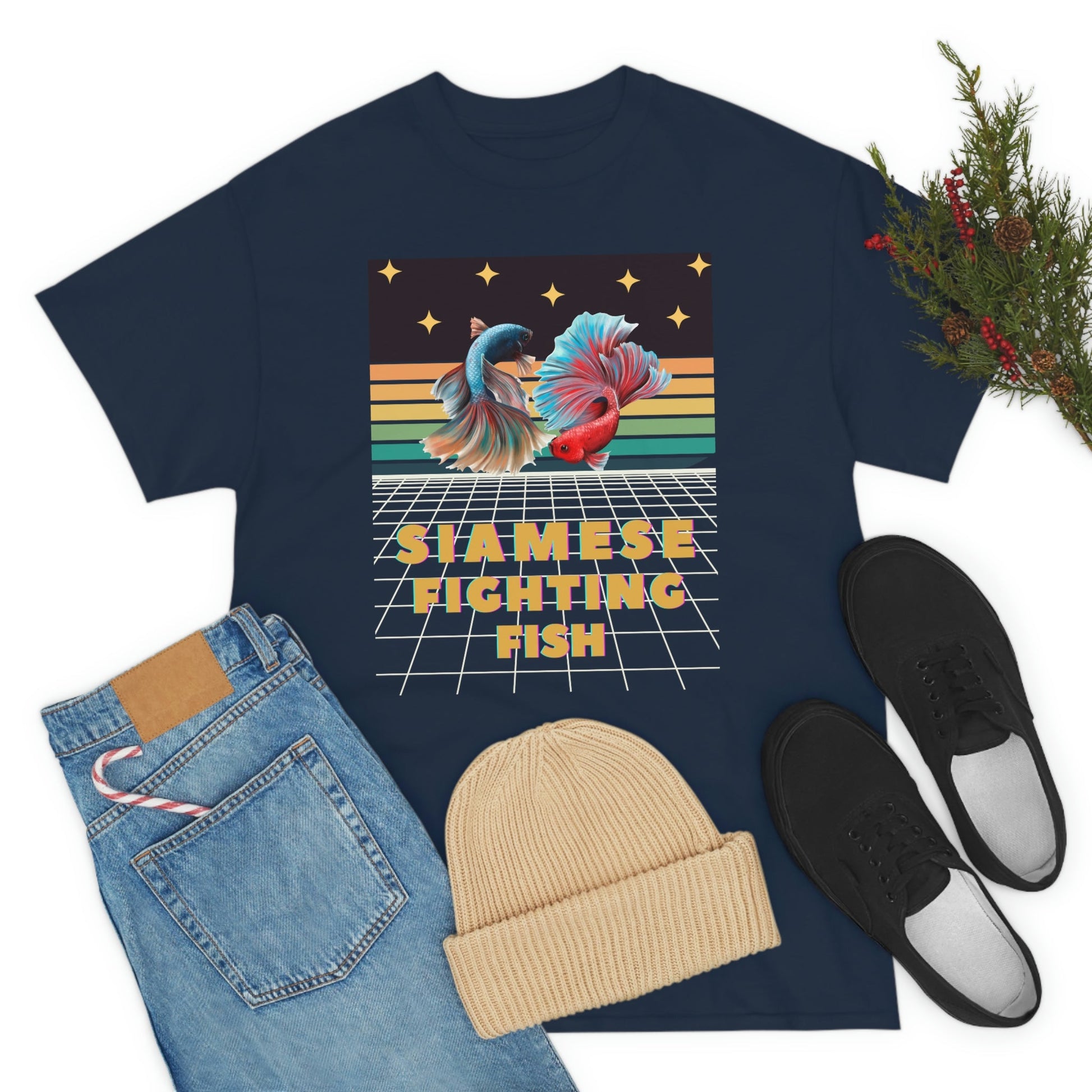 Siamese Fighting Fish Retro Heavy Cotton T-Shirt
