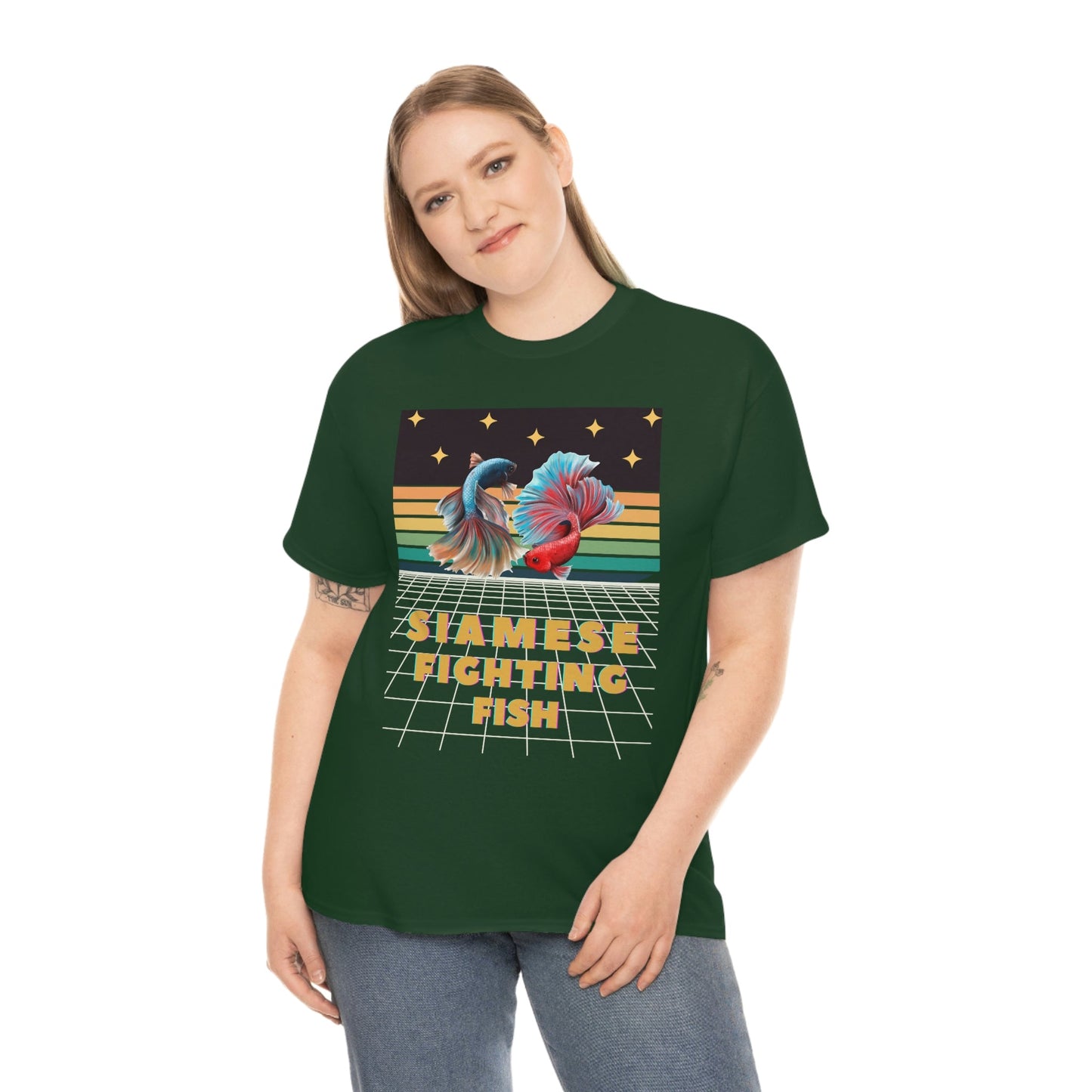Siamese Fighting Fish Retro Heavy Cotton T-Shirt