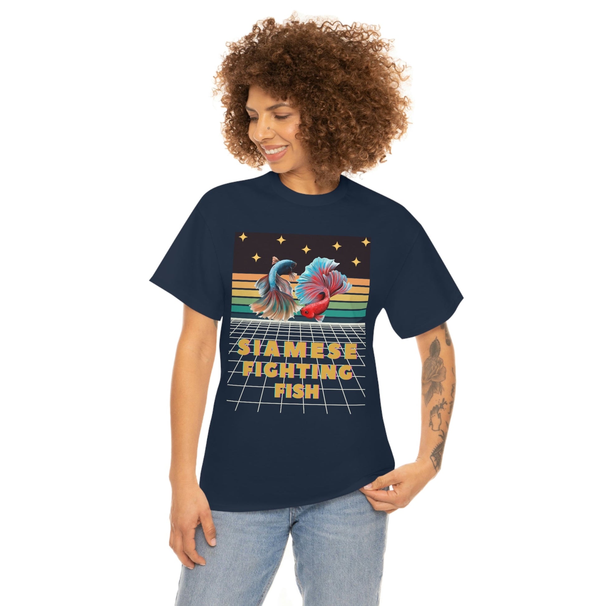 Siamese Fighting Fish Retro Heavy Cotton T-Shirt