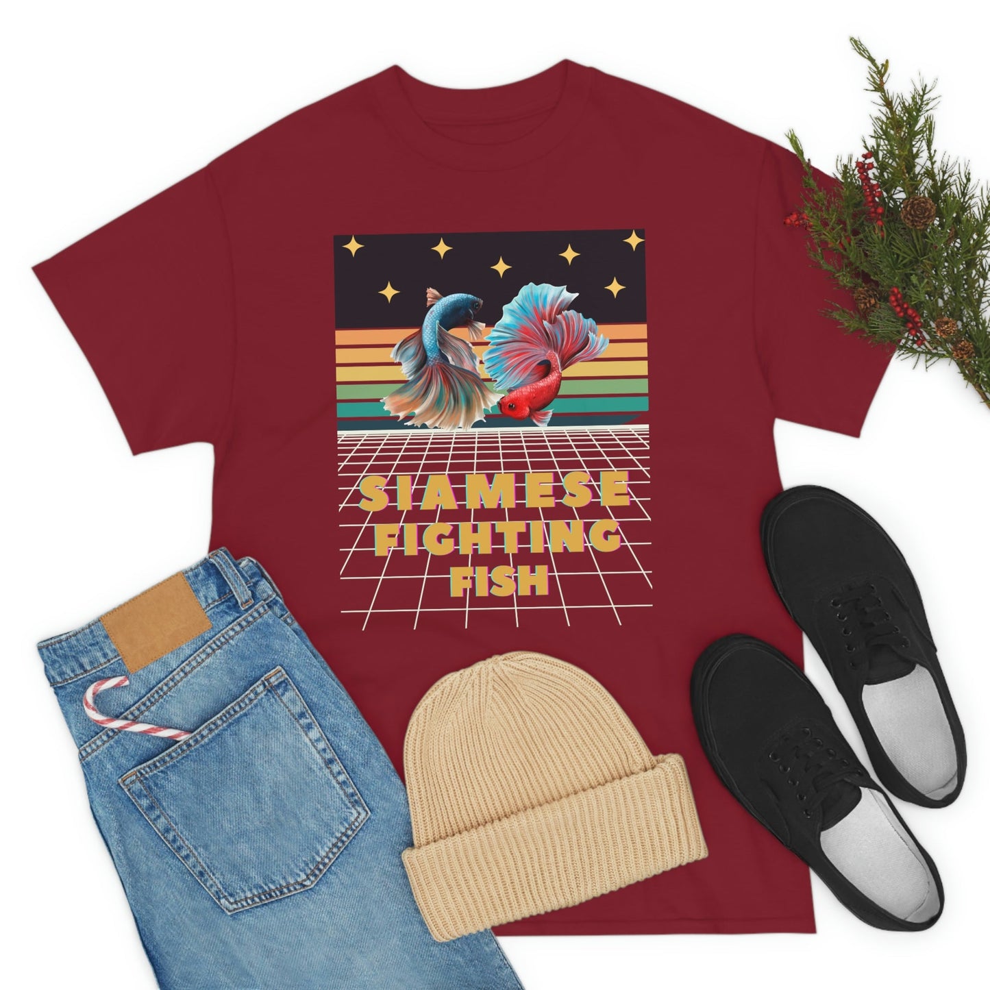 Siamese Fighting Fish Retro Heavy Cotton T-Shirt