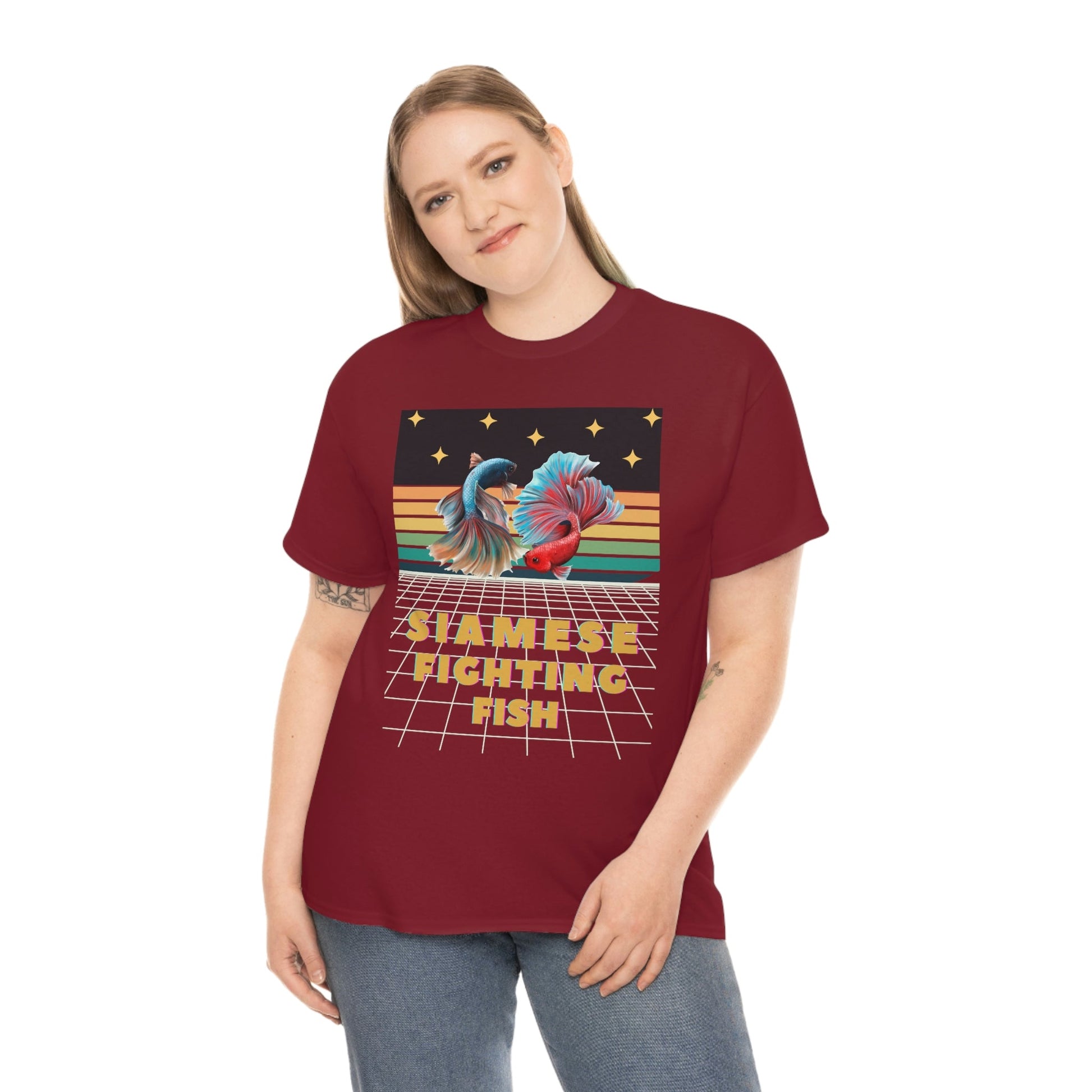 Siamese Fighting Fish Retro Heavy Cotton T-Shirt