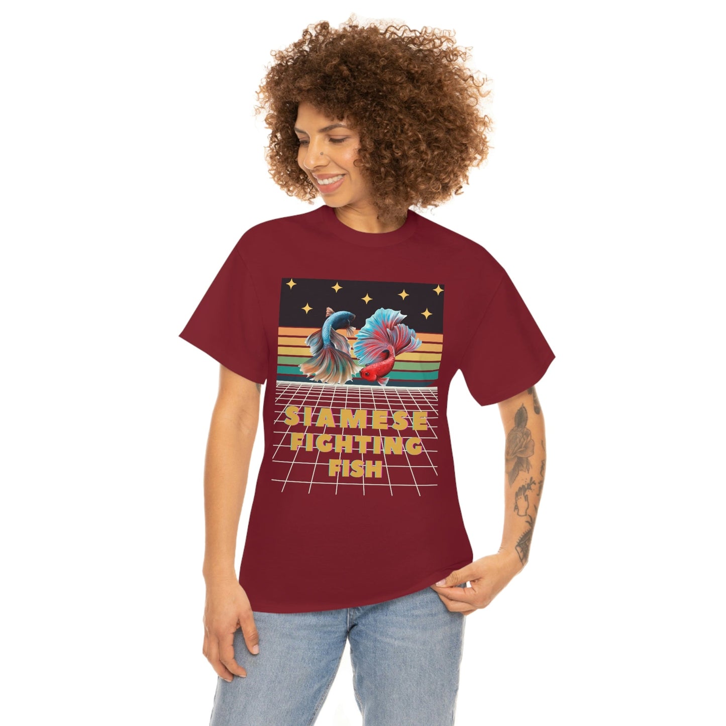 Siamese Fighting Fish Retro Heavy Cotton T-Shirt