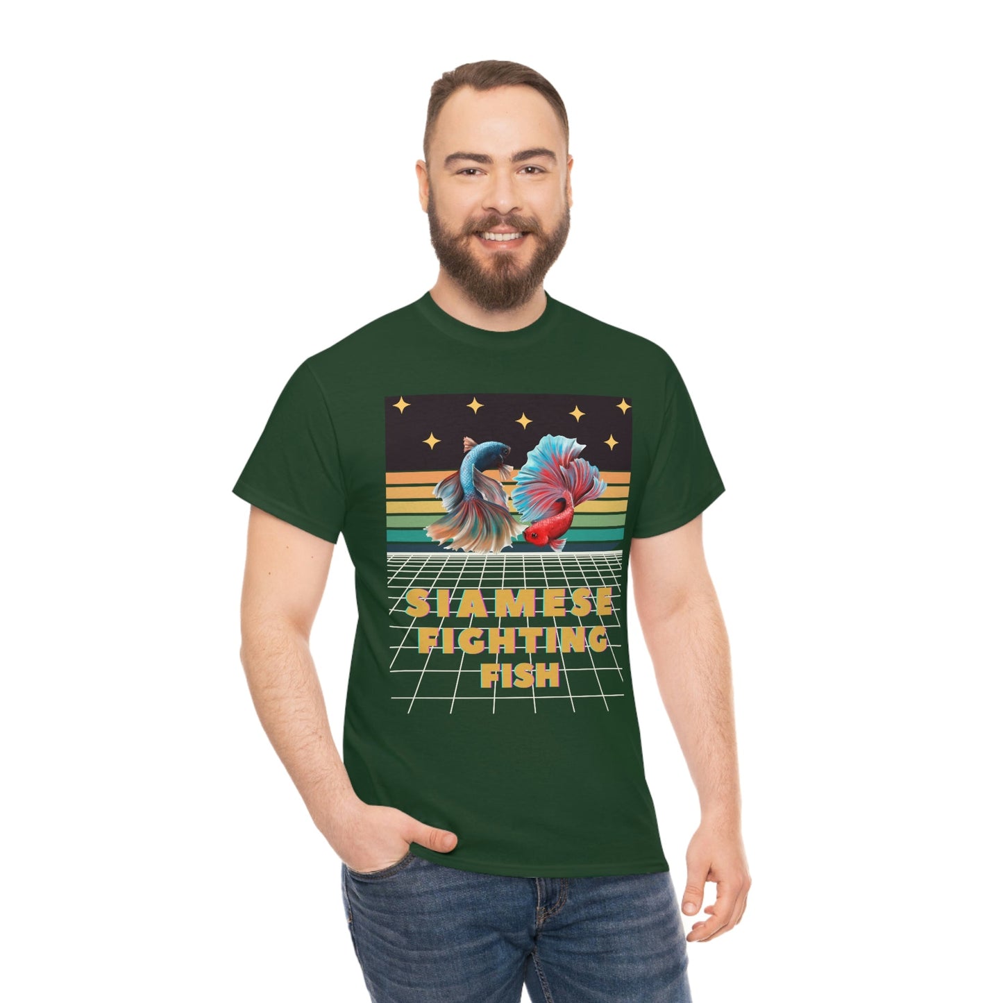 Siamese Fighting Fish Retro Heavy Cotton T-Shirt