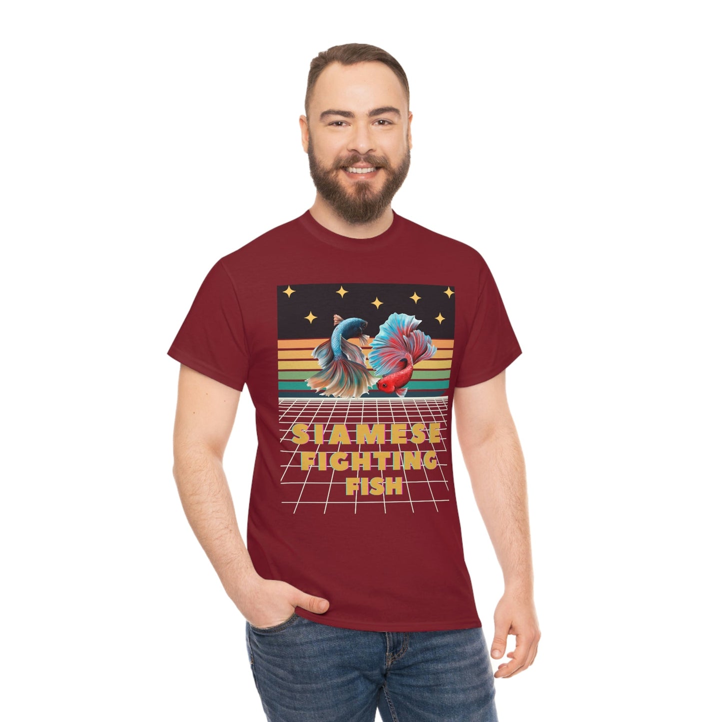Siamese Fighting Fish Retro Heavy Cotton T-Shirt