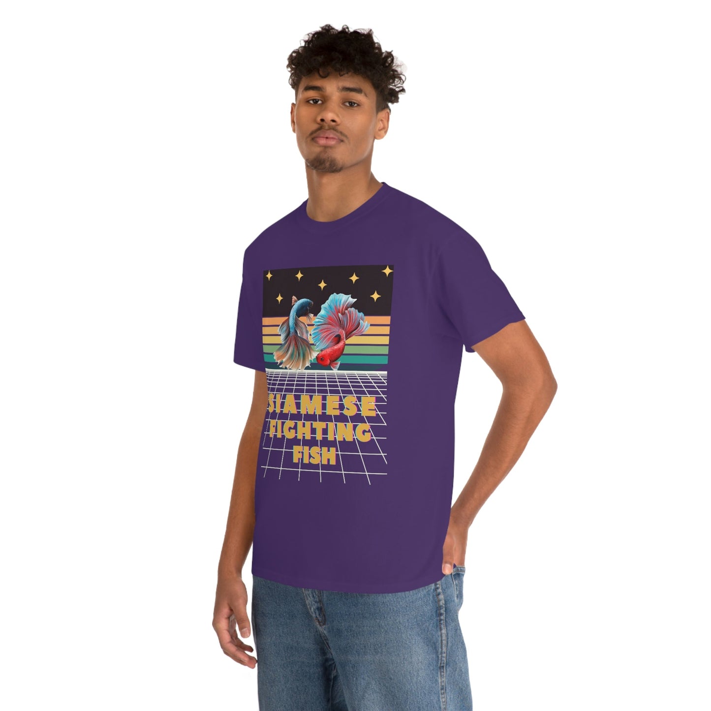 Siamese Fighting Fish Retro Heavy Cotton T-Shirt