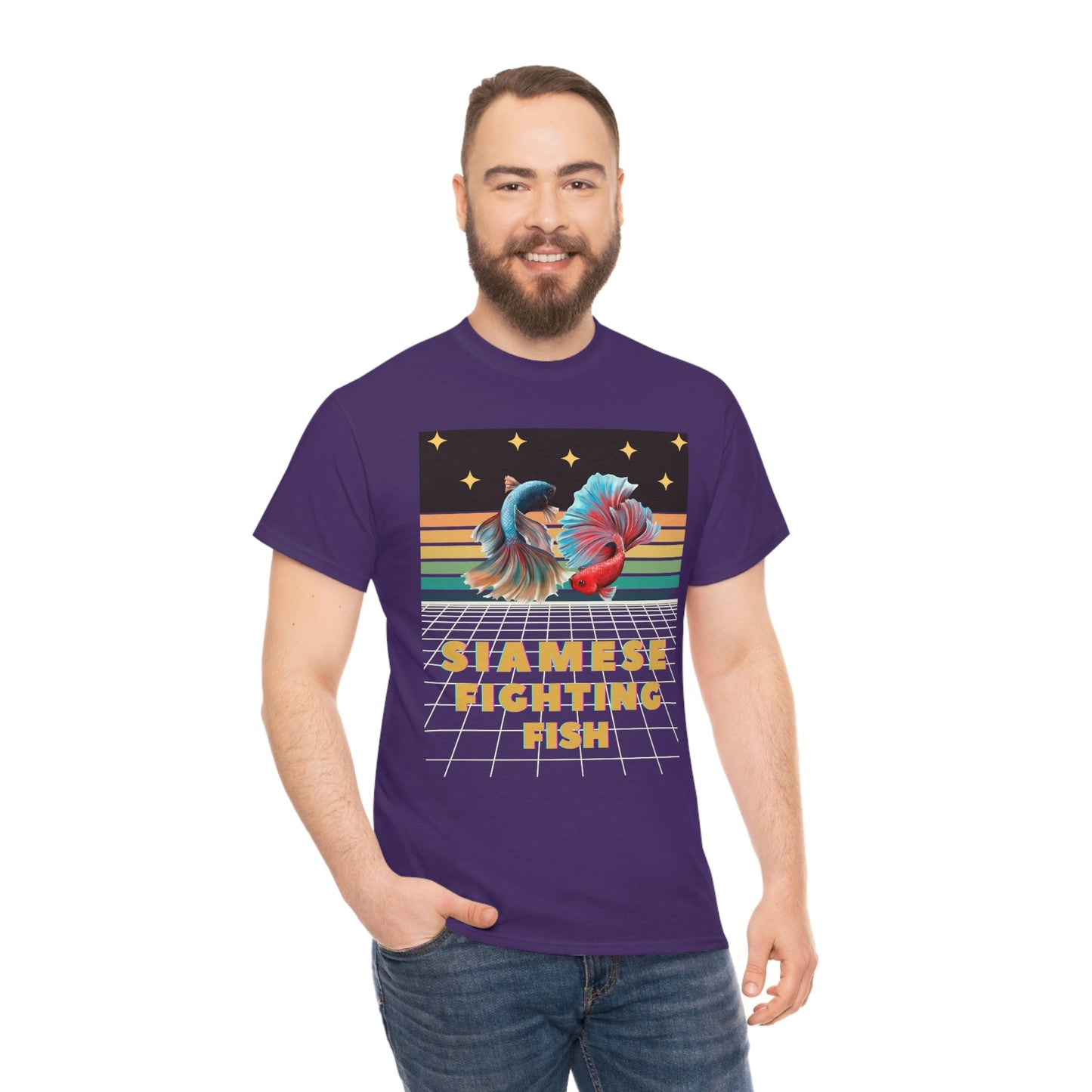 Siamese Fighting Fish Retro Heavy Cotton T-Shirt