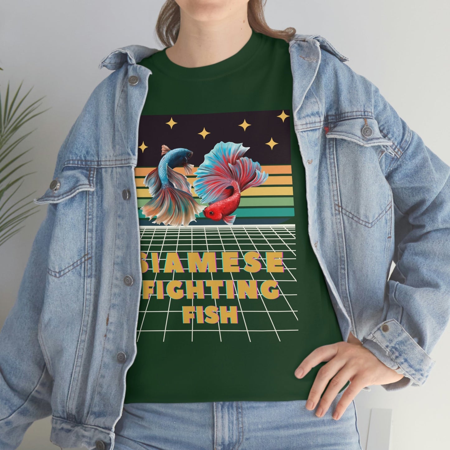 Siamese Fighting Fish Retro Heavy Cotton T-Shirt