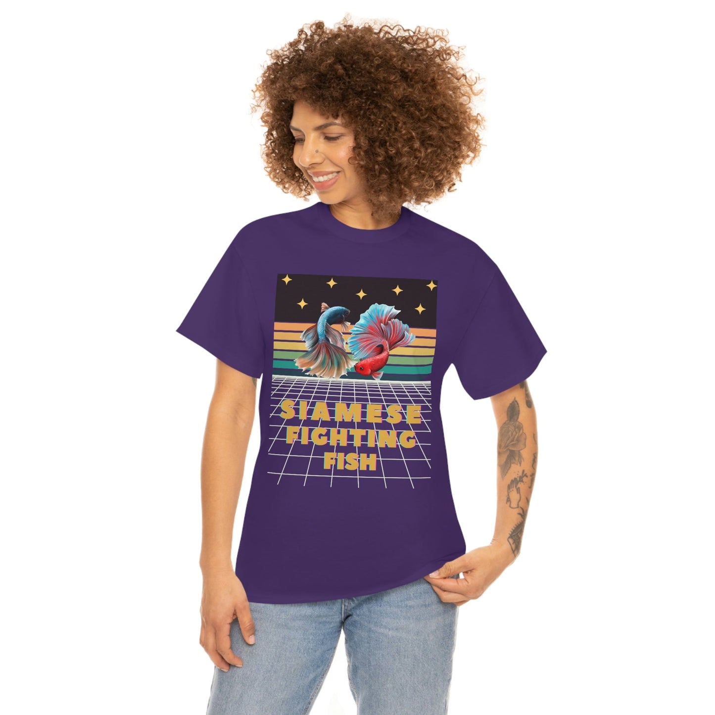 Siamese Fighting Fish Retro Heavy Cotton T-Shirt