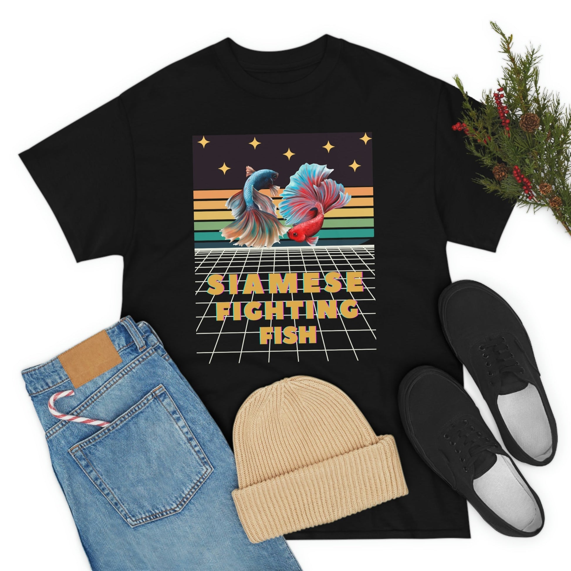 Siamese Fighting Fish Retro Heavy Cotton T-Shirt