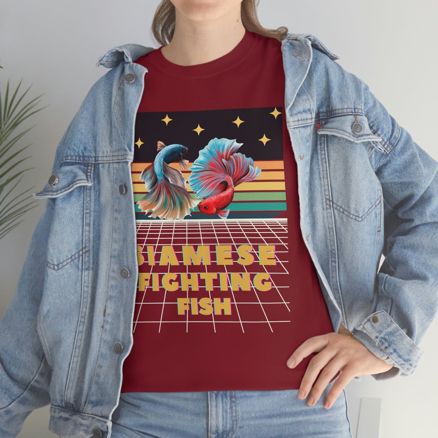 Siamese Fighting Fish Retro Heavy Cotton T-Shirt