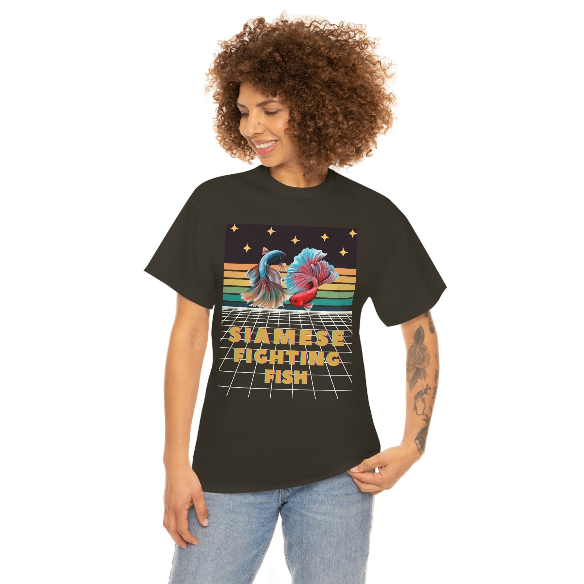 Siamese Fighting Fish Retro Heavy Cotton T-Shirt