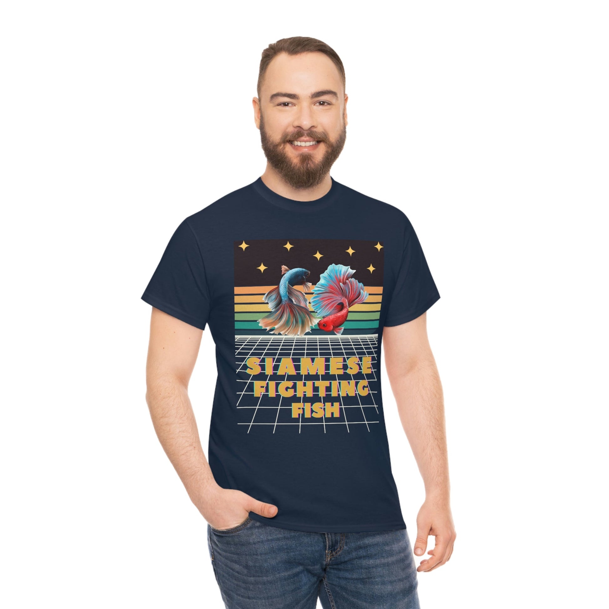 Siamese Fighting Fish Retro Heavy Cotton T-Shirt