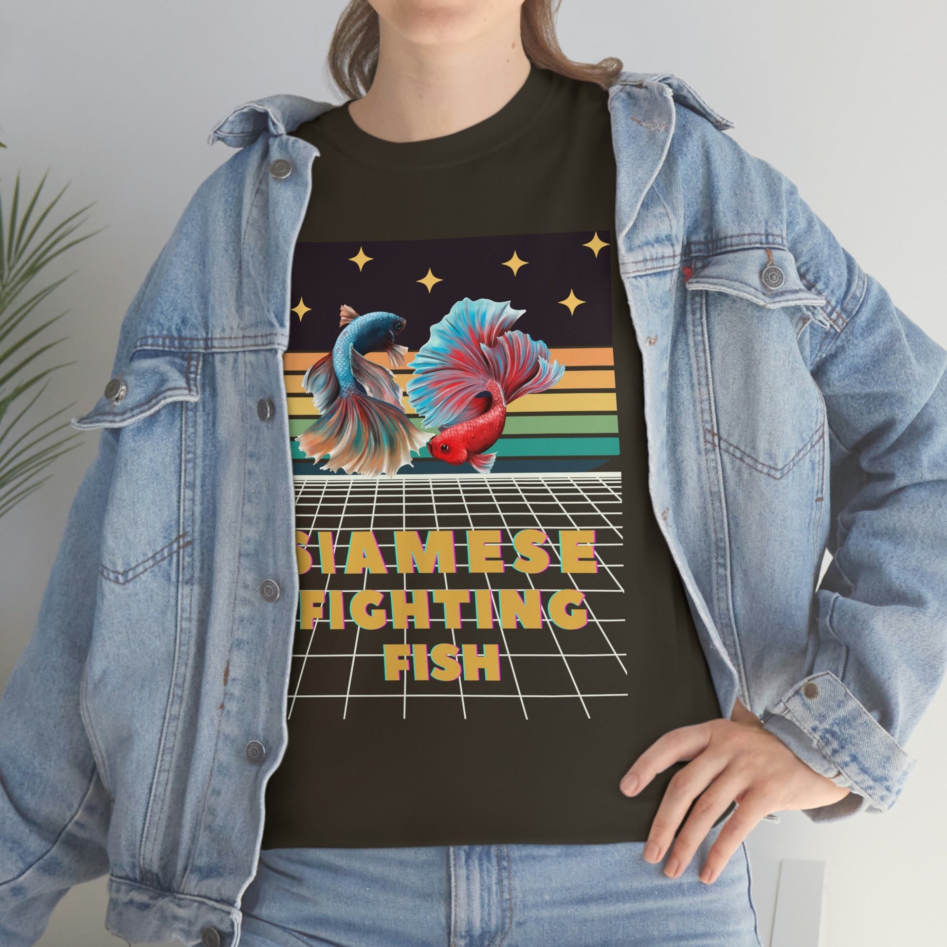 Siamese Fighting Fish Retro Heavy Cotton T-Shirt